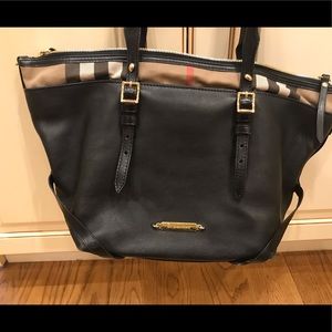 Authentic Black Leather Burberry Purse Handbag